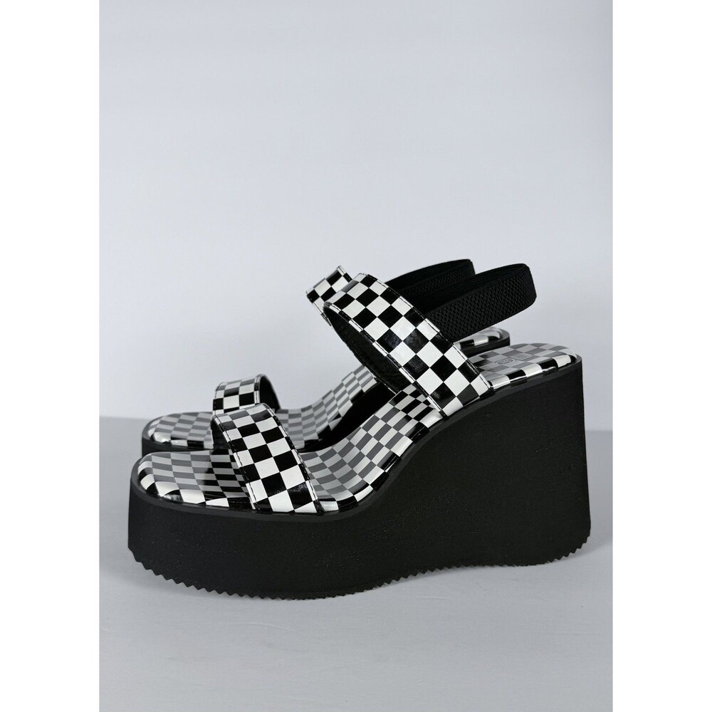 Y2K "Style" Checkerboard Black & White Chunky Platform Sandals. US Size 8-8.5